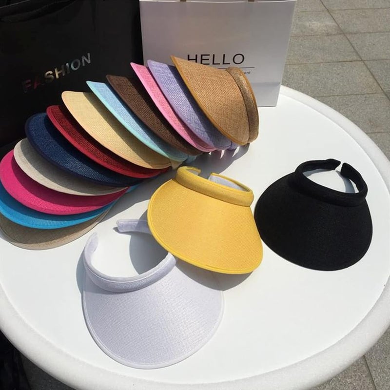 jecvxor Cloth Covered Slip-On Visor for Women, Adjustable Cap Sports Sun Visors for Men - Image 3
